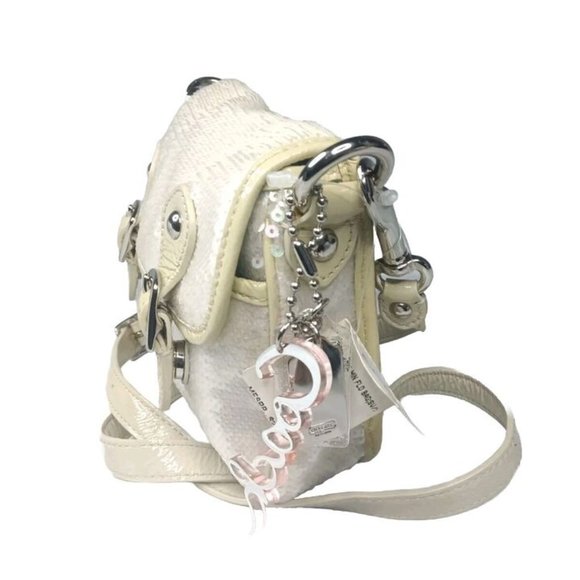 Coach Poppy Sequined Mini Field Bag #16315 Opal White Crossbody Bag Small - Picture 4 of 10